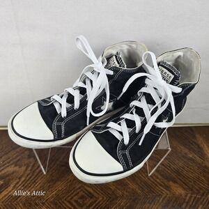 Converse Black Juniors Size 6 One Star High Tops Shoes Sneakers White Cutout